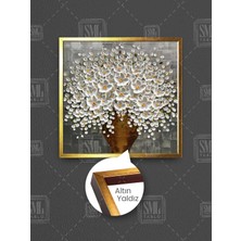 Toprak Saksıda Beyaz Çıtır Çiçek Buketi Papatya Modern Dekor Çerçeveli Kare Kanvas Tablo