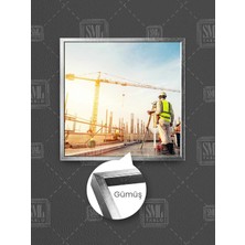 Şantiye Inşaat Mühendisliği City Building Yapı Denetim Çerçeveli Kare Kanvas Tablo