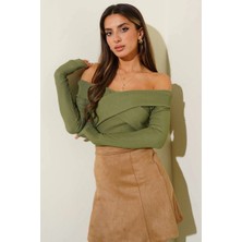 Madonna Çapraz Yaka Bluz Yeşil