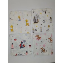 Müslin Bez - Müslin Bebek Ağız Silme Bezi 4 Adet Müslin Ağız Bezi