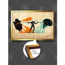 Akıl ve Duygu Kararsız Insan Psikoloji Kararsızlık Çerçeveli Yatay Kanvas Tablo