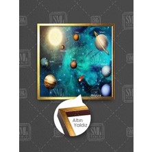 Gezegenler Uzay Bilim Güneş Sistemi Çocuk Oda Dekor Çerçeveli Kare Kanvas Tablo