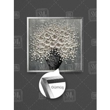 Siyah Saksıda Beyaz Çıtır Çiçek Buketi Papatya Modern Dekor Çerçeveli Kare Kanvas Tablo