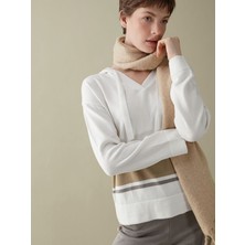 Lc Waikiki Yeni Sezon Kapüşonlu Renk Bloklu Oversize Kadın Triko Kazak