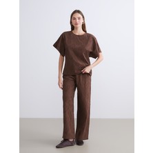 Lc Waikiki Yeni Sezon Beli Lastikli Desenli Geniş Paça Kadın Pantolon