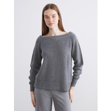 Lc Waikiki Yeni Sezon Kayık Yaka Oversize Kadın Triko Kazak