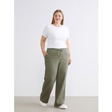 Lc Waikiki Yeni Sezon Beli Lastikli Dokulu Geniş Paça Kadın Pantolon