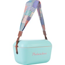 Prinkstyle Patchwork Classic Pamuk ve Deri Kayışlı Baby Blue Pink Soğuk ve Sıcak Tutucu Termal Çanta 12 Lt