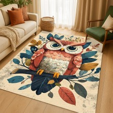TURKISHRUG KINGDOM Baykuş Motifli Çocuk Halısı, Kaymaz Tabanlı, Oyun Odası İçin Eğlenceli