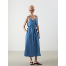 Lc Waikiki Yeni Sezon V Yaka Askılı A Kesim Jean Elbise