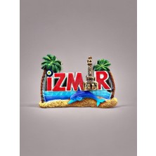 Mundy Izmir Temalı Kabartmalı Polyester Magnet. 8 cm  x 5 cm .