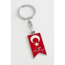 Ds-Derin Ay Yıldız Metal Anahtarlık-Kırmızı