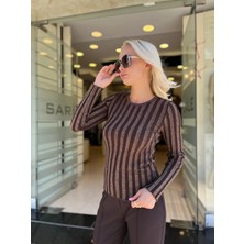 Simli Ip Şeritli Triko