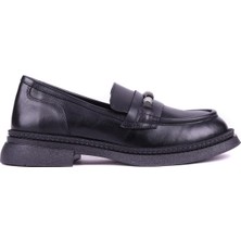 Shoetyle - Hakiki Deri Siyah Renk Kadın Loafer - 25101901