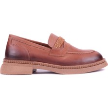 Shoetyle - Hakiki Deri Taba Rengi Kadın Loafer - 25101905