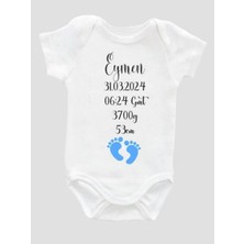 Kişiye Özel Bebek Zıbın - Kısa Kol Beyaz Bebek Zıbın - Isimli Zıbın