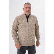 Büyük Beden Erkek Cepli Fermuarlı Yürütme Saç Örgülü Yün Hırka TRIST-2120