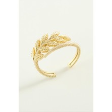 Ds-Derin Yaprak Metal Yüzük-Sarı