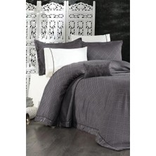 Bahar 7 Parça Ipek Kadife Şönil Pike Takımı Antrasit