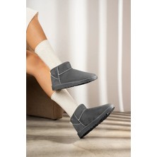 Yeni Sezon Mini Taba Süet Yarım Bot Içi Tüylü Düz Taban Kadın Ayakkabı