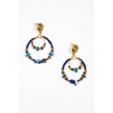 Otantik Doğal Taşlı Halka Küpe