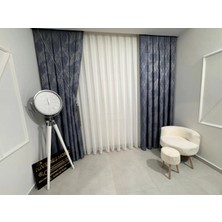 Nivemes Home Keten Tül Sezer Çöl Tasarım 1/2,5 Pileli Tül Perde 100 x 280 cm Kornişli Düz