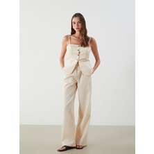 Lc Waikiki Yeni Sezon Beli Lastikli Çizgili Geniş Paça Kadın Pantolon