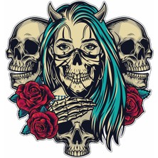 Kurukafa Tatoo Gül Araba Oto Motosiklet Karavan Sticker 02004