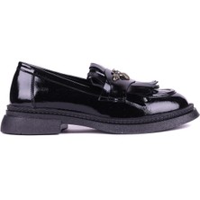 Shoetyle - Hakiki Rugan Deri Siyah Renk Kadın Loafer - 25101904