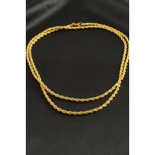 Ds-Derin Burgulu Zincir Kolye 80 Cm-Sarı