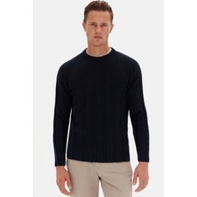 Twn Slim Fit Lacivert Rib Örgü Kazak 3EC063302441M