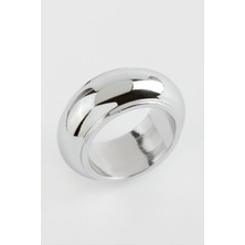 Ds-Derin Bombeli Metal Yüzük-Gümüş Rengi