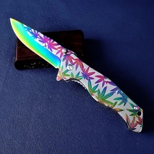 Alsepeteavm Gökkuşağı Yaprak Desenli Yarı Otomatik Kamp Çakısı