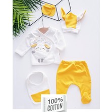 Yenidoğan Hastane Çıkışı Organik Kumaş 100%PAMUK Kuzucuk Postlu Nakış Işlemeli 5 Li Set