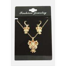 Ds-Derin Baykuş Zirkon Taşlı Set Kolye-Renkli