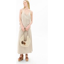 Limited Edition Kadın Pudra Uzun Süet Etek