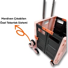 Portakap 8 Tekerlekli, 55 Litre Pembe Katlanır Alışveriş Arabası - Pazar Arabası