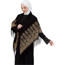 Zaytoon Şal Geleneksel Filistin Nakışlı Sarı Turuncu İşlemeli Püsküllü Kadın Şal 160x160 cm