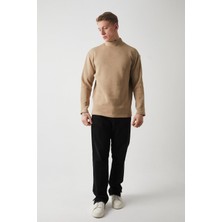 R-5849 Boğazlı Düz Örme Kazak Sweat