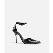 Timsah Derisi Görünümlü Topuklu Ayakkabı IW6250031018001