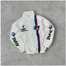 Unisex Paraşüt Kumaş Dijital Baskılı Beyaz Rüzgarlık Yağmurluk