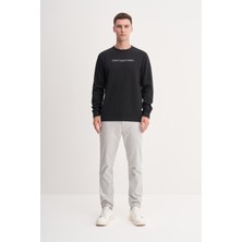 Cazador 53270 Siyah Erkek Bisiklet Yaka Önü Baskılı Regular Fit Sweatshirt