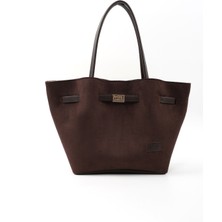 Kahverengi Süet SHK159 Suni Deri, Astarlı, Çıtçıtlı, Kilit Detaylı El, Kol ve omuz çantası