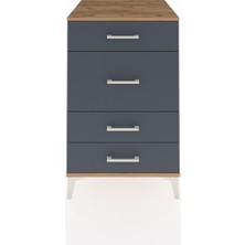 Kronos Komodin 4 Çekmeceli 60X59X96 Çam-Antrasit