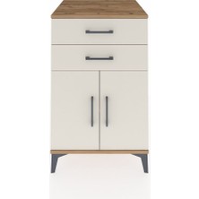 Kronos Komodin Tek Raflı 2 Çekmeceli 2 Kapaklı 60X59X96 Çam-Aytaşı