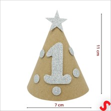 1 Yaş Figürlü Kraft Karton Yıldızlı Külah Şapka