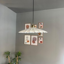 Risso Beyaz Metal Büyük Avize Yarım Lale Başlık Tekli Rustik Cafe Mutfak Modern Sarkıt Aydınlatma