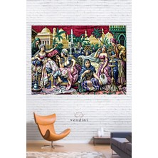 Vintage Serisi Kahveci Güzeller Duvar Halısı Duvar Örtüsü Wall Tapestry