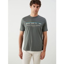 Lc Waikiki Yeni Sezon Bisiklet Yaka Baskılı Penye Erkek Tişört