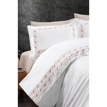 Lale Nakışlı %100 Pamuk Çift Kişilik Nevresim Takımı Tarçın